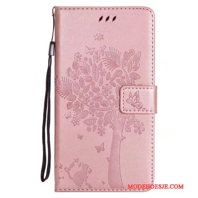 Hoesje Htc Desire 825 Leer Anti-fall Roze, Hoes Htc Desire 825 Spotprent Telefoon Rood