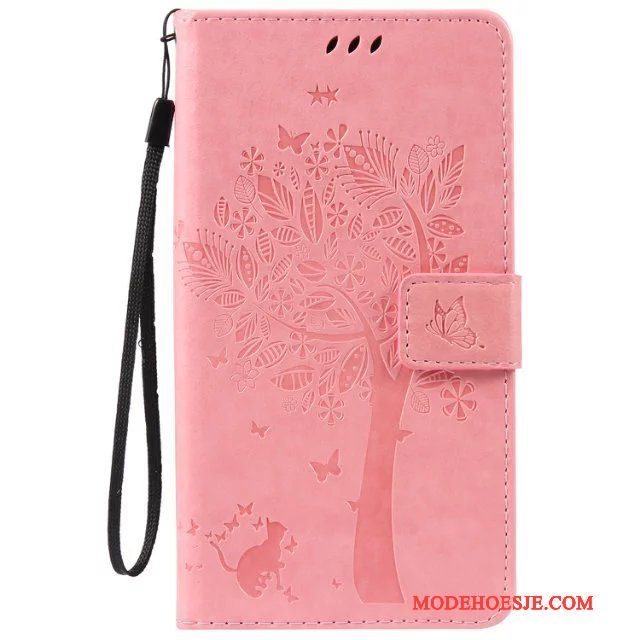 Hoesje Htc Desire 825 Leer Anti-fall Roze, Hoes Htc Desire 825 Spotprent Telefoon Rood