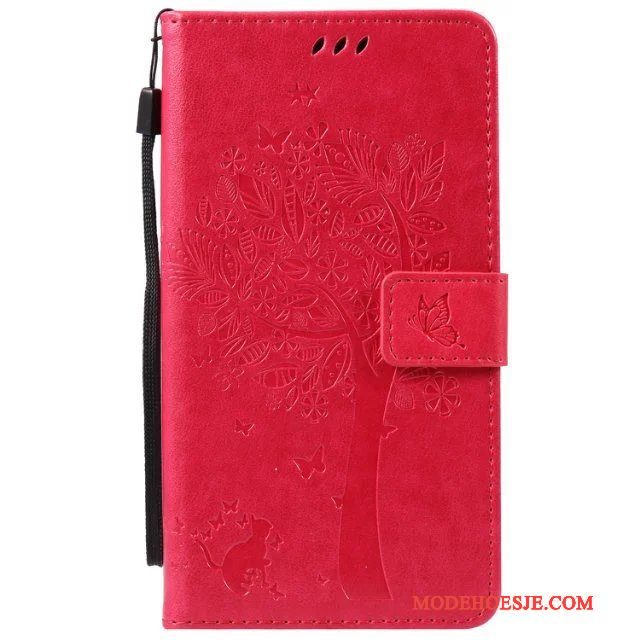 Hoesje Htc Desire 825 Leer Anti-fall Roze, Hoes Htc Desire 825 Spotprent Telefoon Rood