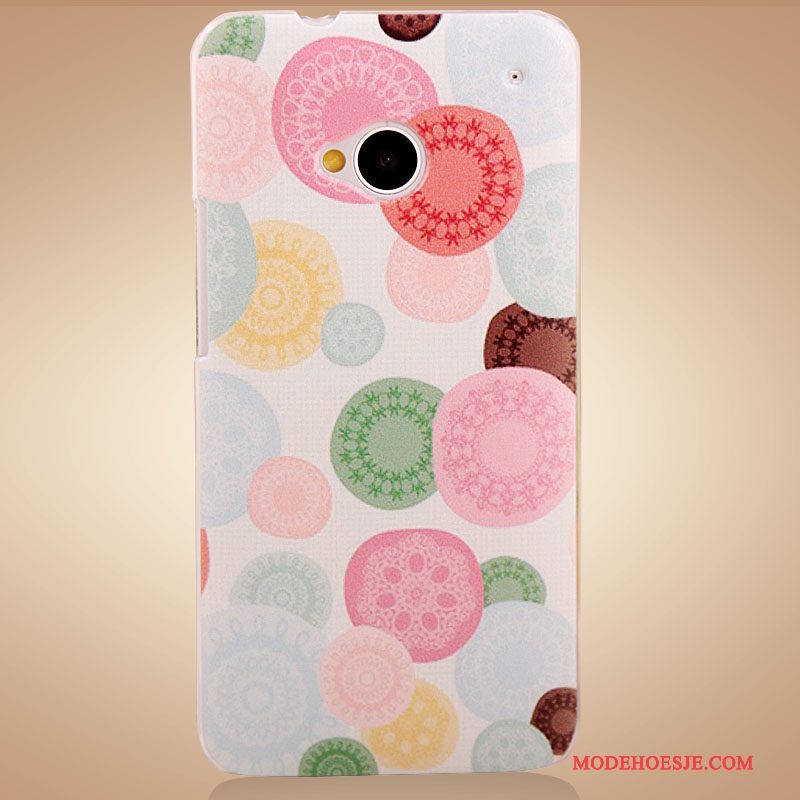 Hoesje Htc One M7 Kleur Bloemen Accessoires, Hoes Htc One M7 Geschilderd Purpertelefoon