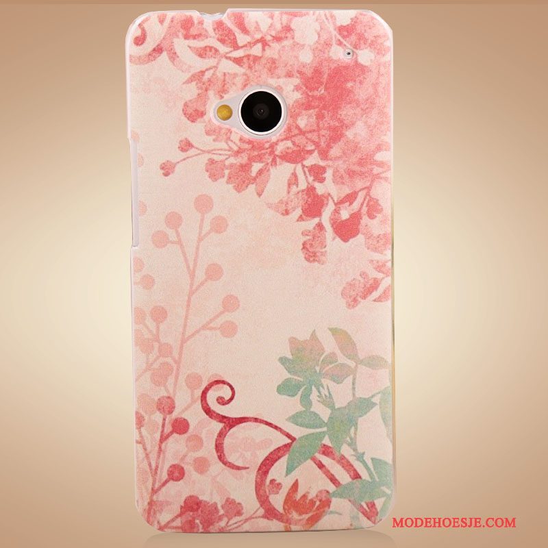 Hoesje Htc One M7 Kleur Bloemen Accessoires, Hoes Htc One M7 Geschilderd Purpertelefoon