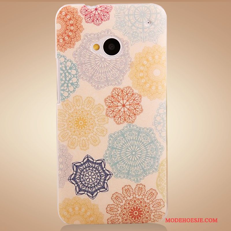 Hoesje Htc One M7 Kleur Bloemen Accessoires, Hoes Htc One M7 Geschilderd Purpertelefoon