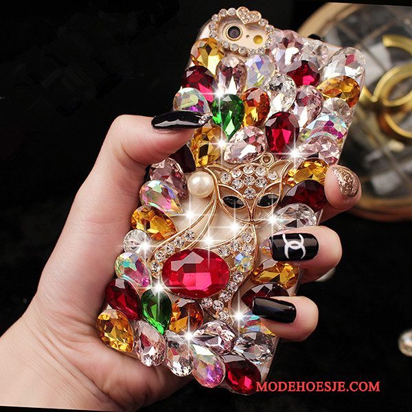 Hoesje Htc One M7 Luxe Purper Trend, Hoes Htc One M7 Strass Telefoon Roze