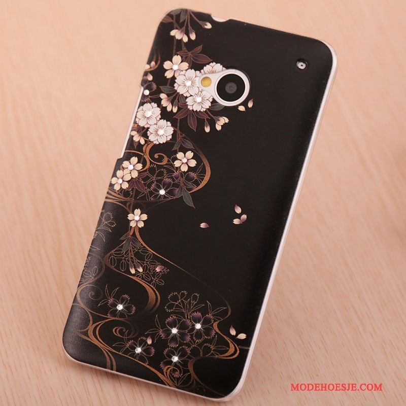 Hoesje Htc One M7 Strass Purper Licht, Hoes Htc One M7 Geschilderd Telefoon