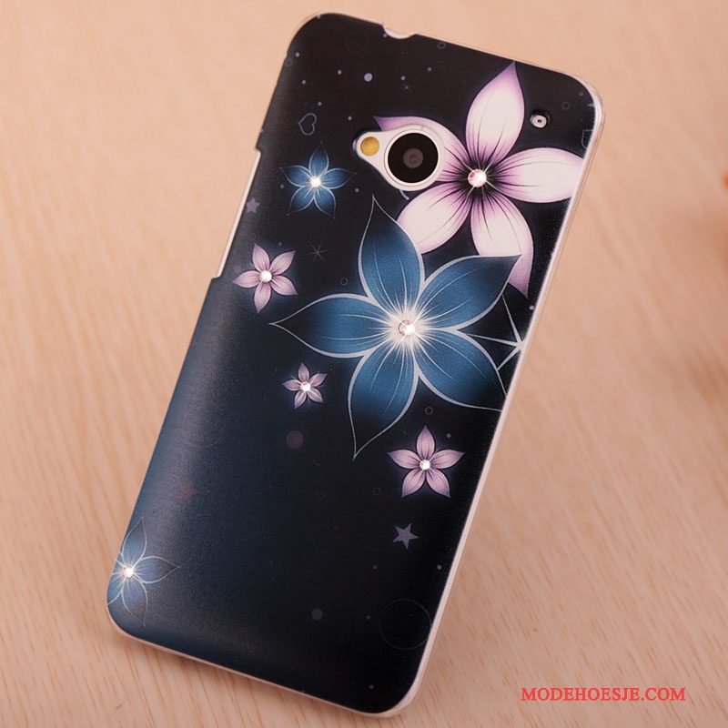 Hoesje Htc One M7 Strass Purper Licht, Hoes Htc One M7 Geschilderd Telefoon