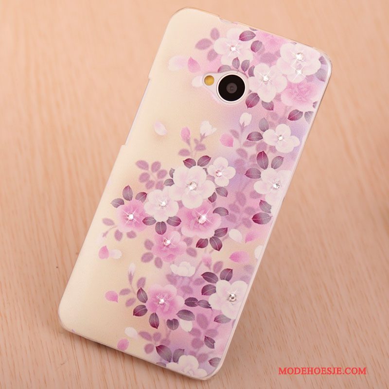 Hoesje Htc One M7 Strass Purper Licht, Hoes Htc One M7 Geschilderd Telefoon