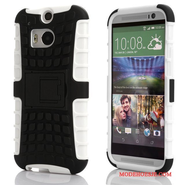 Hoesje Htc One M8 Bescherming Roodtelefoon, Hoes Htc One M8 Ondersteuning Anti-fall