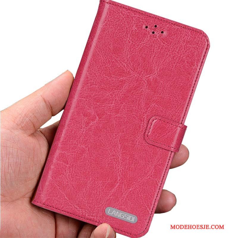 Hoesje Htc One M8 Leer Telefoon Roze, Hoes Htc One M8 Folio Eenvoudige