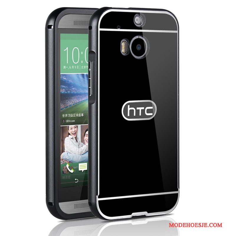 Hoesje Htc One M8 Metaal Skärmskydd Tempereren, Hoes Htc One M8 Bescherming Telefoon Goud