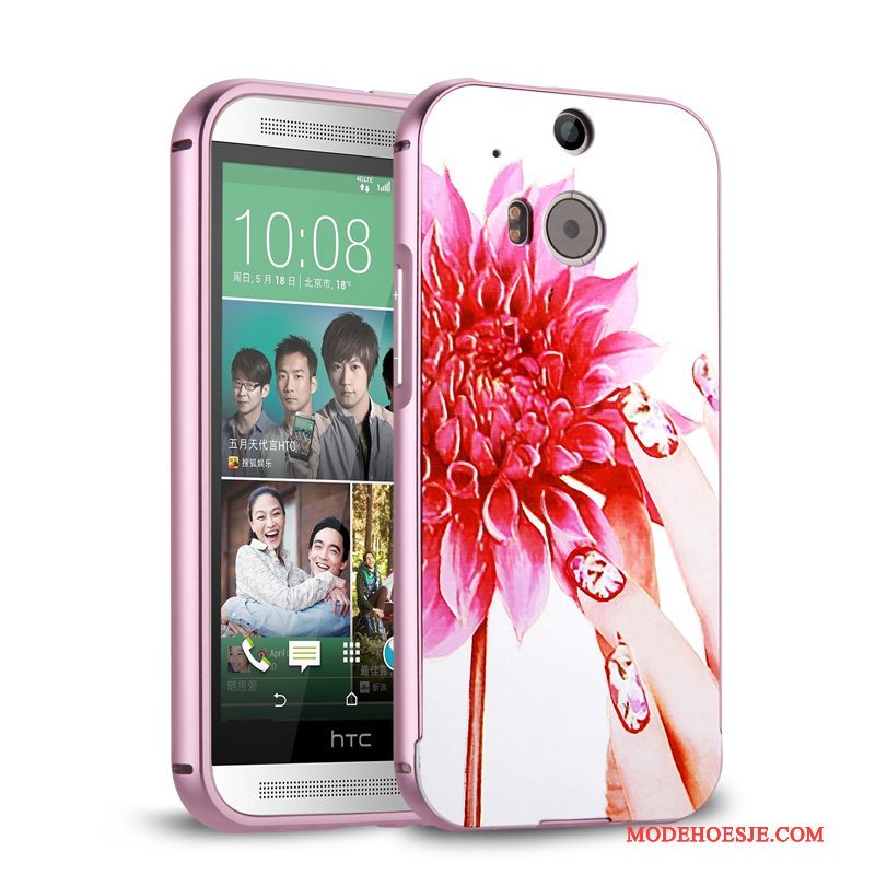 Hoesje Htc One M8 Metaal Telefoon Omlijsting, Hoes Htc One M8 Roze