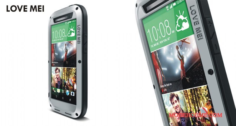 Hoesje Htc One M8 Metaal Zwart Anti-fall, Hoes Htc One M8 Zakken Schrobben Drie Verdedigingen