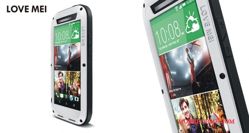 Hoesje Htc One M8 Metaal Zwart Anti-fall, Hoes Htc One M8 Zakken Schrobben Drie Verdedigingen