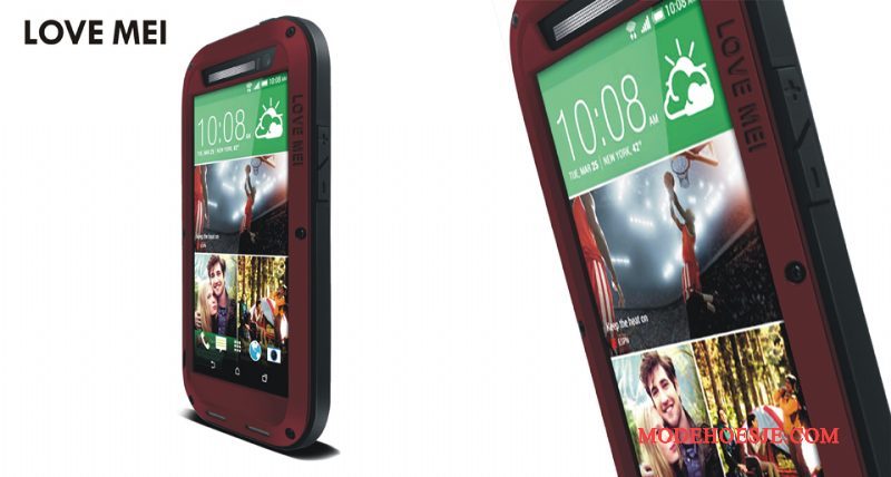 Hoesje Htc One M8 Metaal Zwart Anti-fall, Hoes Htc One M8 Zakken Schrobben Drie Verdedigingen