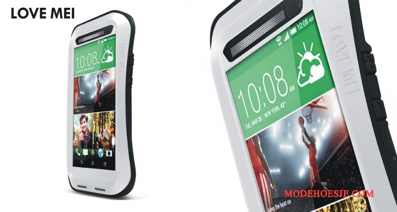 Hoesje Htc One M8 Metaal Zwart Anti-fall, Hoes Htc One M8 Zakken Schrobben Drie Verdedigingen