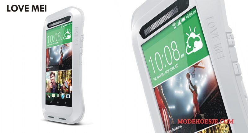 Hoesje Htc One M8 Metaal Zwart Anti-fall, Hoes Htc One M8 Zakken Schrobben Drie Verdedigingen