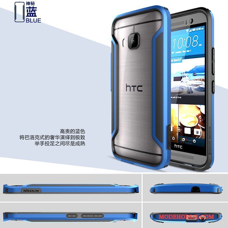 Hoesje Htc One M9 Bescherming Telefoon Omlijsting, Hoes Htc One M9 Blauw Goud