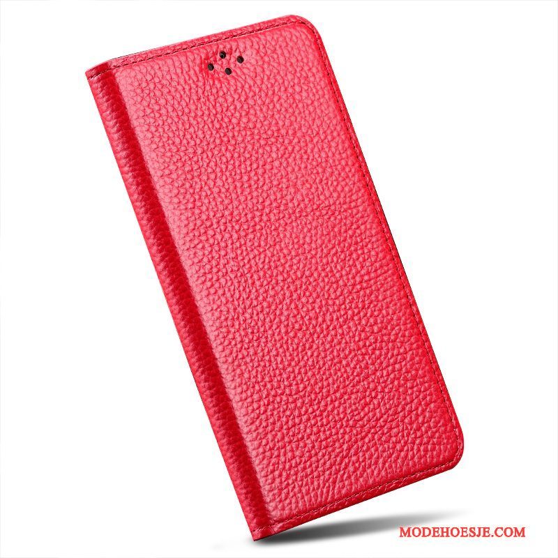 Hoesje Htc One M9 Leer Rood Anti-fall, Hoes Htc One M9 Bescherming Oranjetelefoon