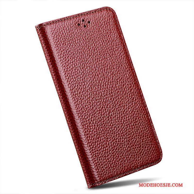 Hoesje Htc One M9 Leer Rood Anti-fall, Hoes Htc One M9 Bescherming Oranjetelefoon