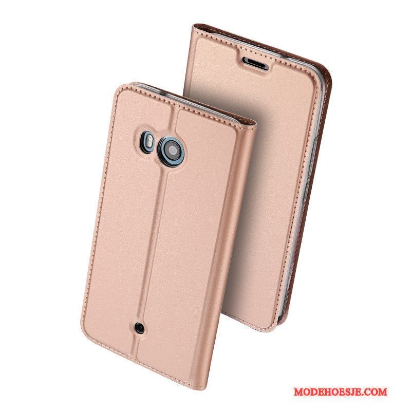 Hoesje Htc U11+ Bescherming Roze Anti-fall, Hoes Htc U11+ Leer Bedrijf Lichte En Dun