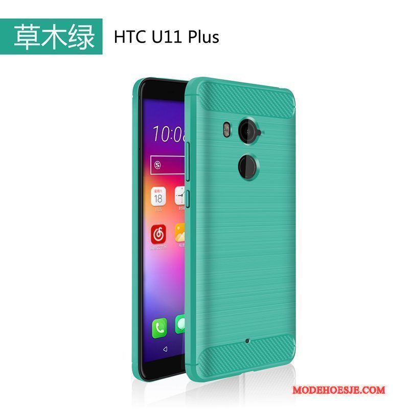 Hoesje Htc U11+ Siliconen Telefoon Anti-fall, Hoes Htc U11+ Scheppend Groen