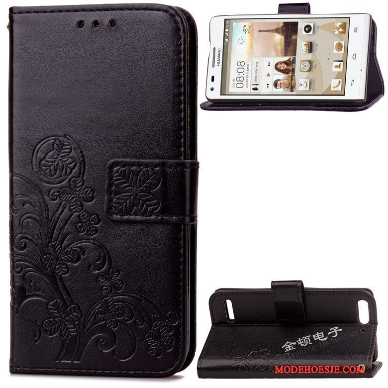 Hoesje Huawei Ascend G6 Leer Purper Anti-fall, Hoes Huawei Ascend G6 Bescherming Telefoon Diepe Kleur