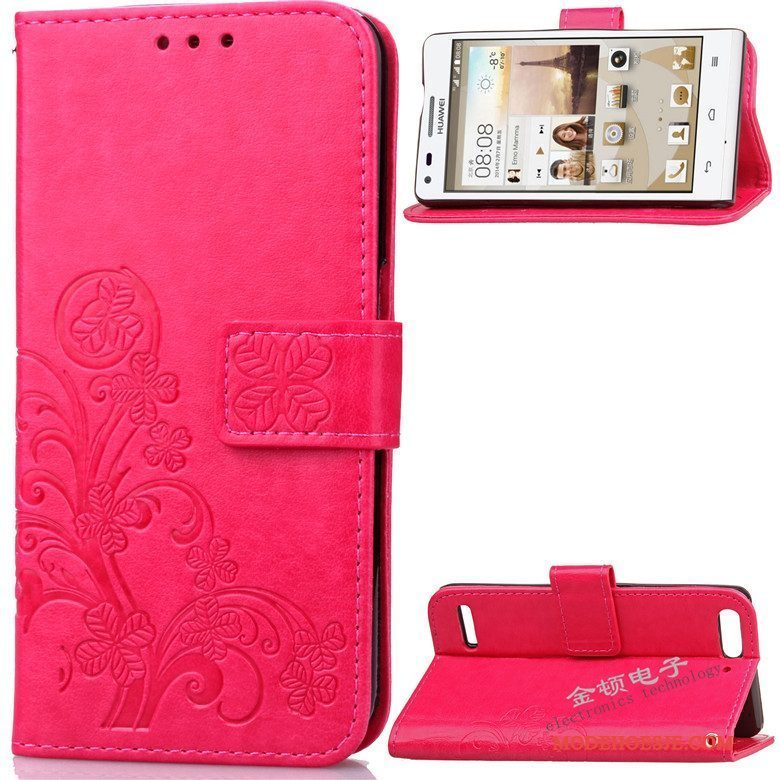 Hoesje Huawei Ascend G6 Leer Purper Anti-fall, Hoes Huawei Ascend G6 Bescherming Telefoon Diepe Kleur