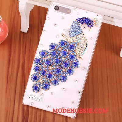 Hoesje Huawei Ascend G6 Strass Blauwtelefoon, Hoes Huawei Ascend G6 Bescherming