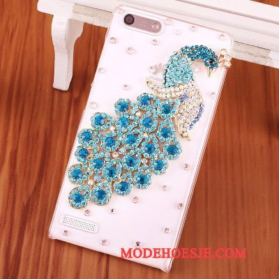 Hoesje Huawei Ascend G6 Strass Blauwtelefoon, Hoes Huawei Ascend G6 Bescherming