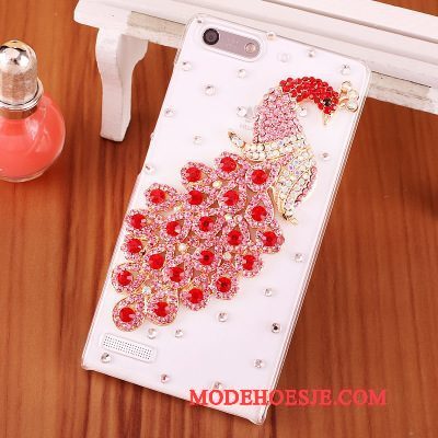 Hoesje Huawei Ascend G6 Strass Blauwtelefoon, Hoes Huawei Ascend G6 Bescherming