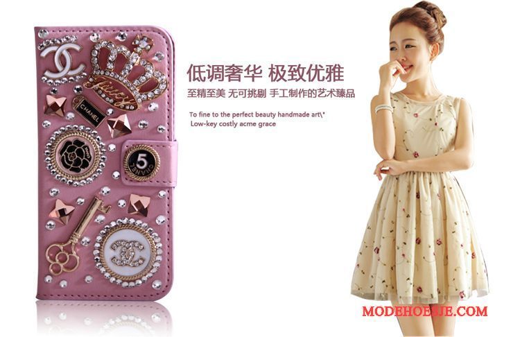 Hoesje Huawei Ascend G6 Strass Goudtelefoon, Hoes Huawei Ascend G6 Zakken