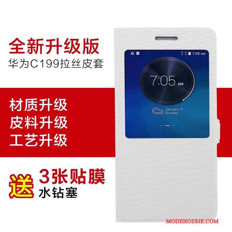 Hoesje Huawei Ascend G7 Bescherming Telefoon Anti-fall, Hoes Huawei Ascend G7 Leer Goud Zwart