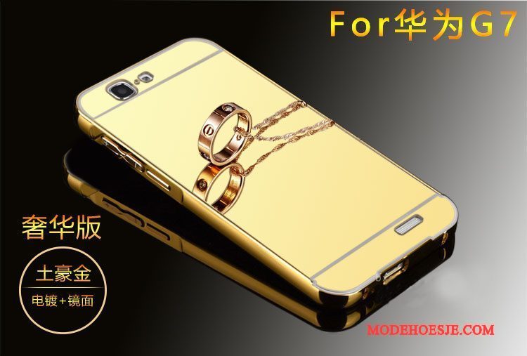 Hoesje Huawei Ascend G7 Metaal Omlijstingtelefoon, Hoes Huawei Ascend G7 Goud