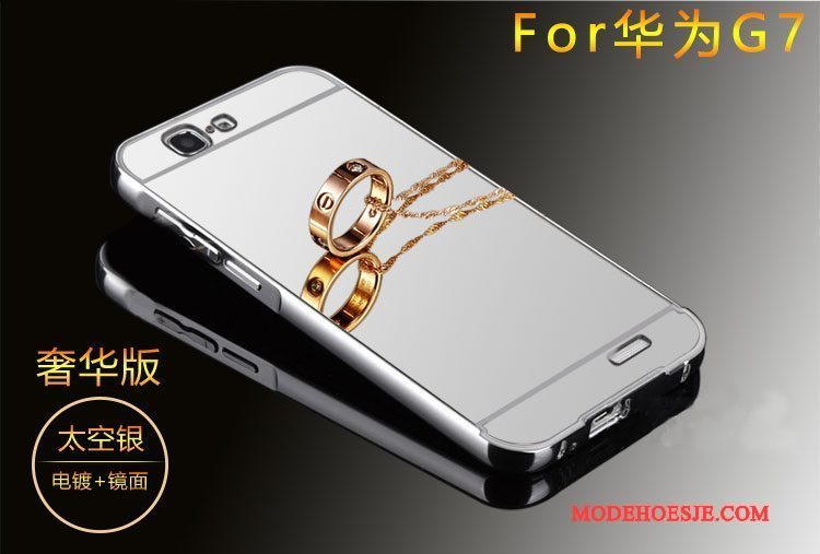 Hoesje Huawei Ascend G7 Metaal Omlijstingtelefoon, Hoes Huawei Ascend G7 Goud