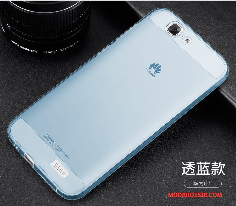 Hoesje Huawei Ascend G7 Siliconen Lichte En Dun Doorzichtig, Hoes Huawei Ascend G7 Bescherming Rozetelefoon