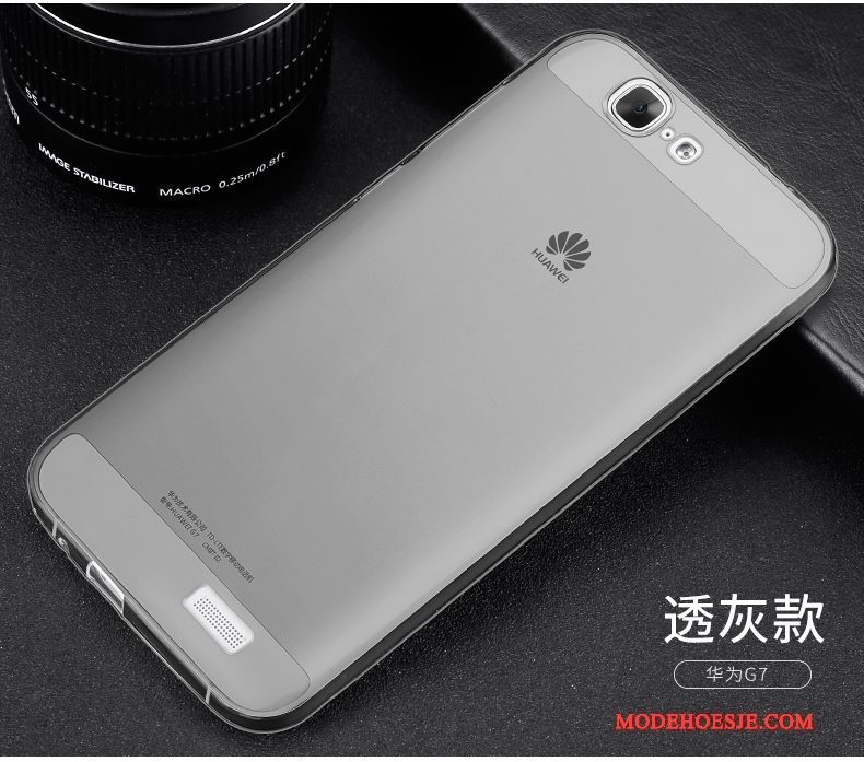 Hoesje Huawei Ascend G7 Siliconen Lichte En Dun Doorzichtig, Hoes Huawei Ascend G7 Bescherming Rozetelefoon