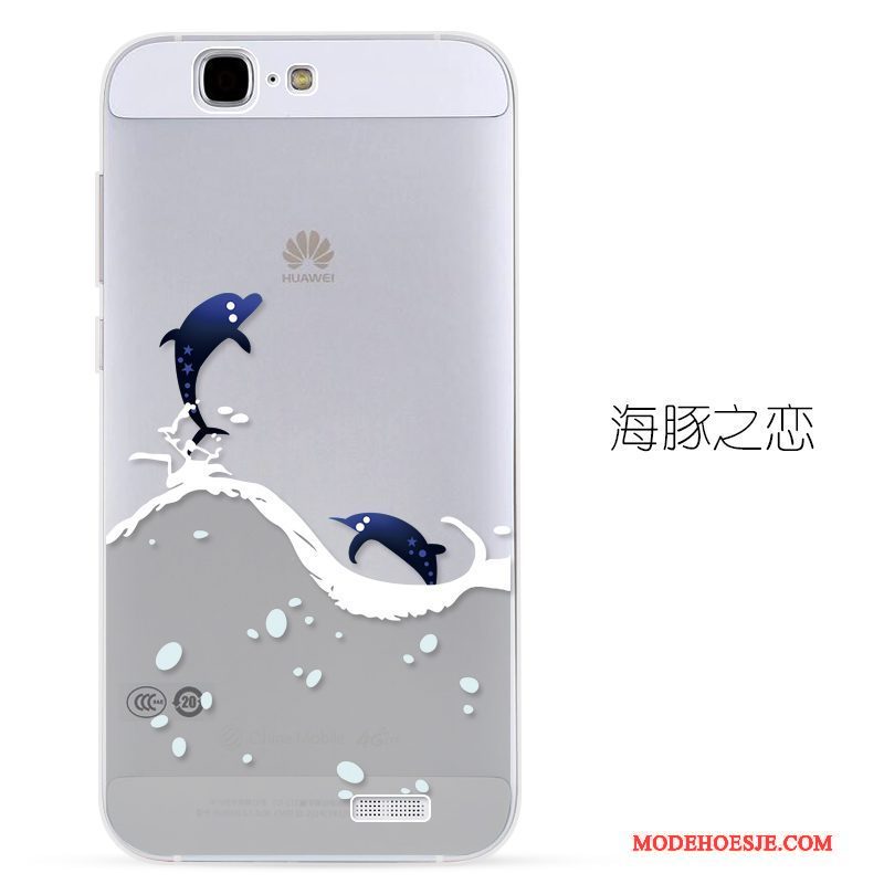 Hoesje Huawei Ascend G7 Siliconen Telefoon Doorzichtig, Hoes Huawei Ascend G7 Zacht Blauw