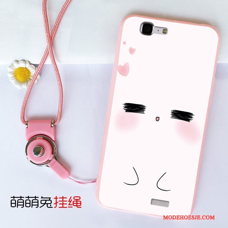 Hoesje Huawei Ascend G7 Siliconen Telefoon Roze, Hoes Huawei Ascend G7 Zacht Anti-fall Ring