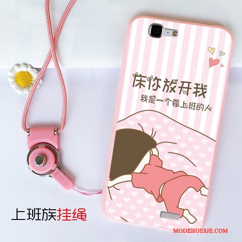 Hoesje Huawei Ascend G7 Siliconen Telefoon Roze, Hoes Huawei Ascend G7 Zacht Anti-fall Ring