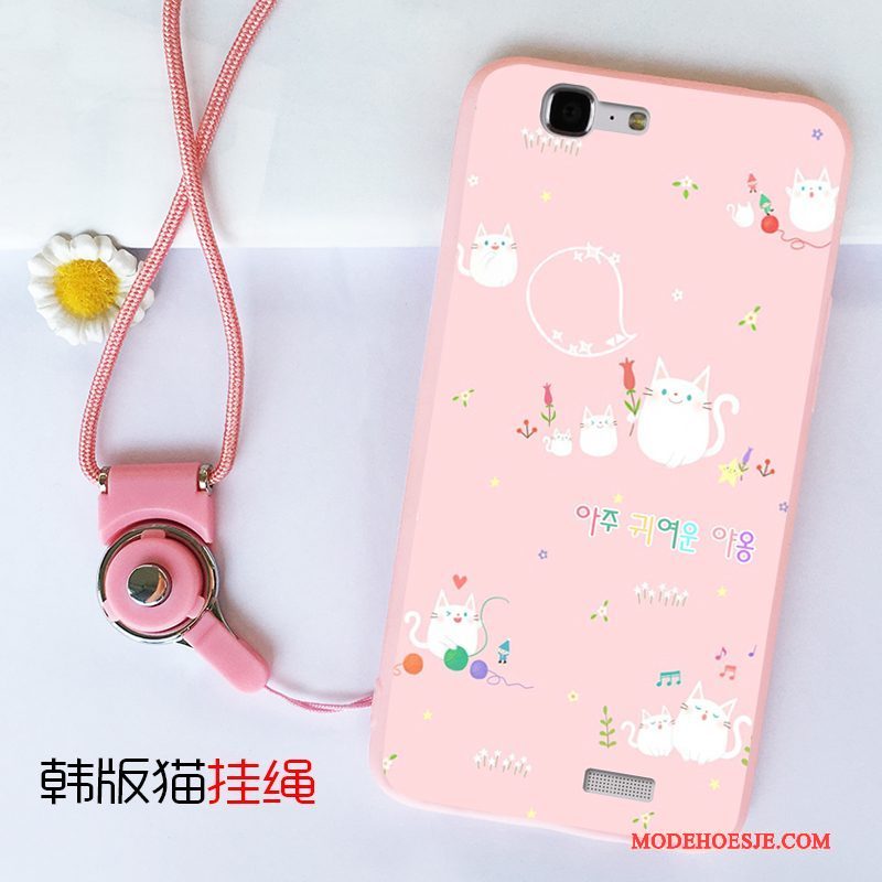 Hoesje Huawei Ascend G7 Siliconen Telefoon Roze, Hoes Huawei Ascend G7 Zacht Anti-fall Ring