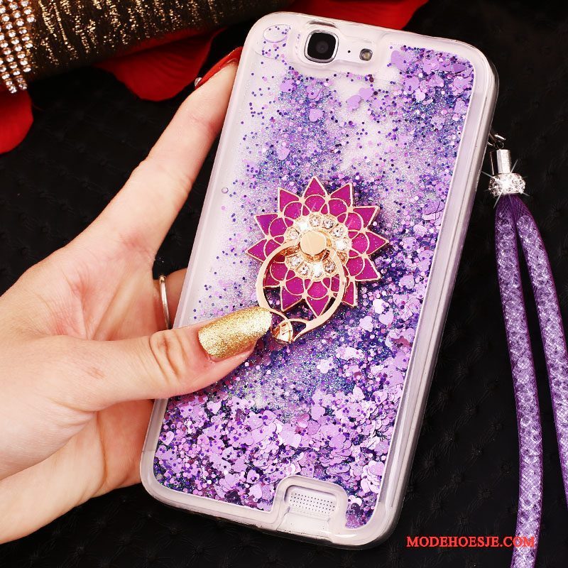 Hoesje Huawei Ascend G7 Strass Ring Blauw, Hoes Huawei Ascend G7 Bescherming Klittenband Drijfzand