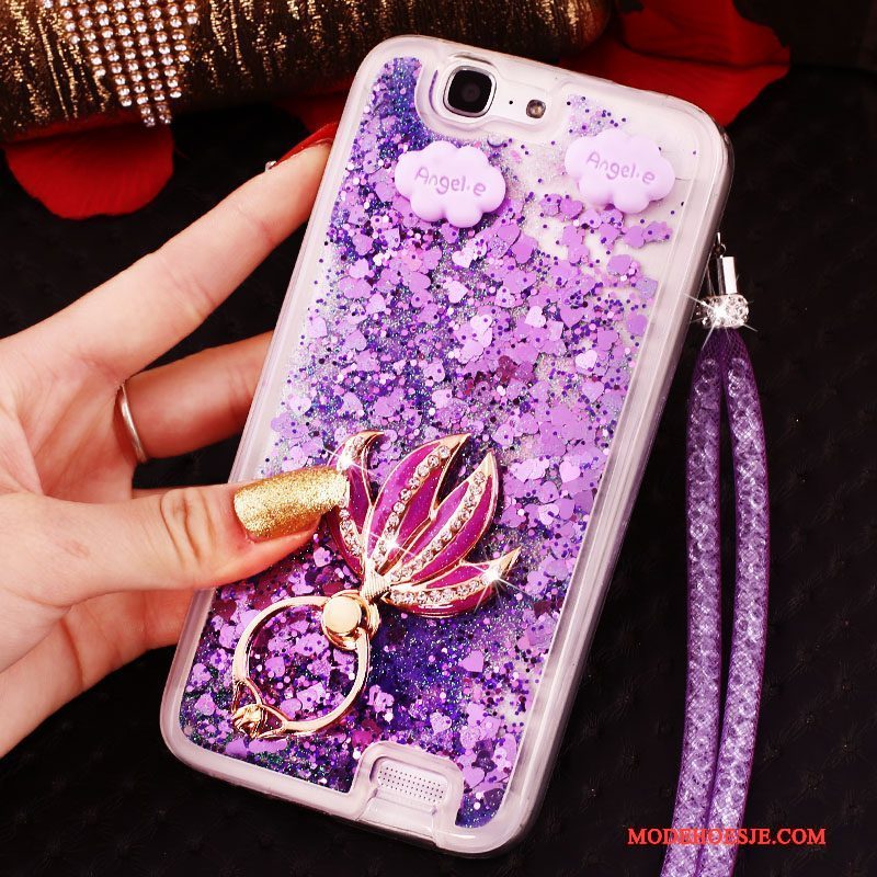 Hoesje Huawei Ascend G7 Strass Ring Blauw, Hoes Huawei Ascend G7 Bescherming Klittenband Drijfzand