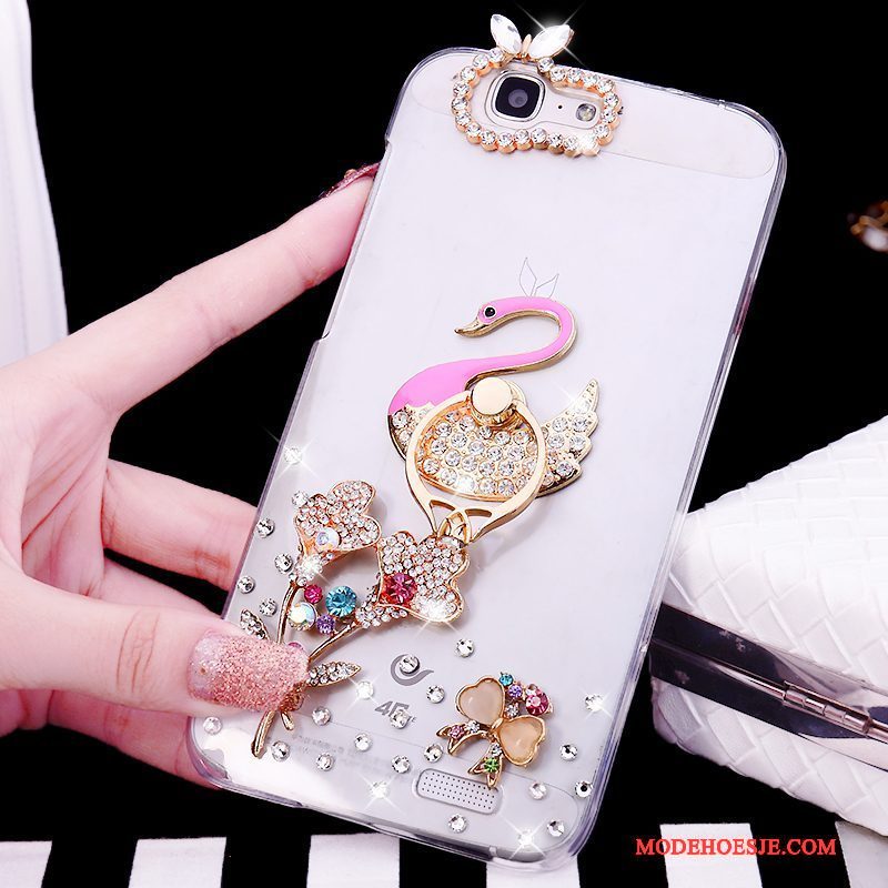 Hoesje Huawei Ascend G7 Strass Ring Trend, Hoes Huawei Ascend G7 Wittelefoon