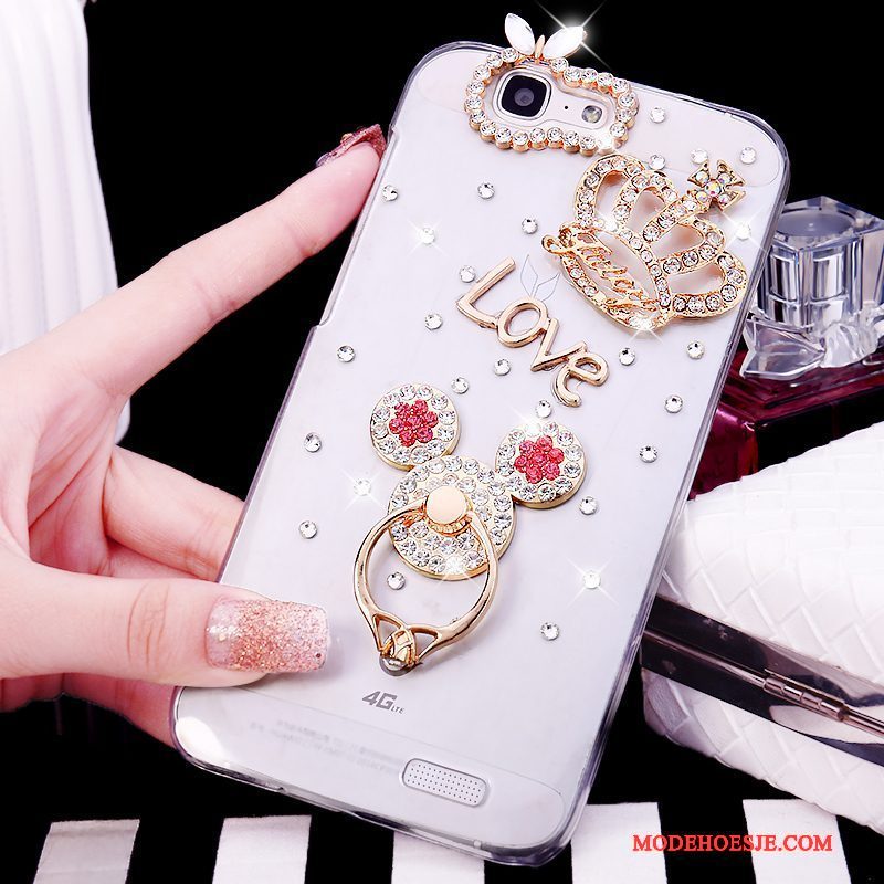 Hoesje Huawei Ascend G7 Strass Ring Trend, Hoes Huawei Ascend G7 Wittelefoon