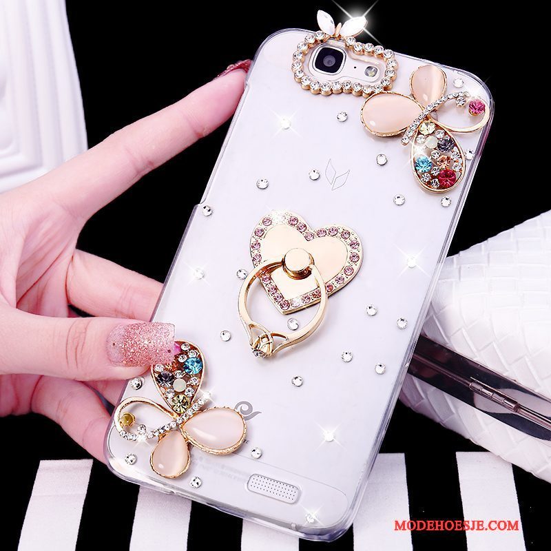 Hoesje Huawei Ascend G7 Strass Ring Trend, Hoes Huawei Ascend G7 Wittelefoon