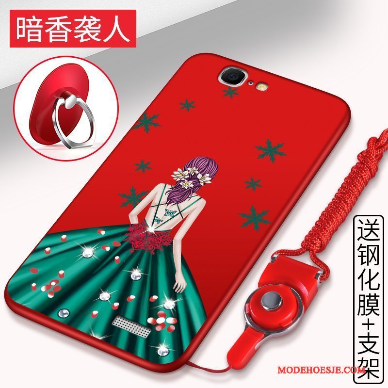 Hoesje Huawei Ascend G7 Zacht Rood Anti-fall, Hoes Huawei Ascend G7 Bescherming Telefoon Hanger