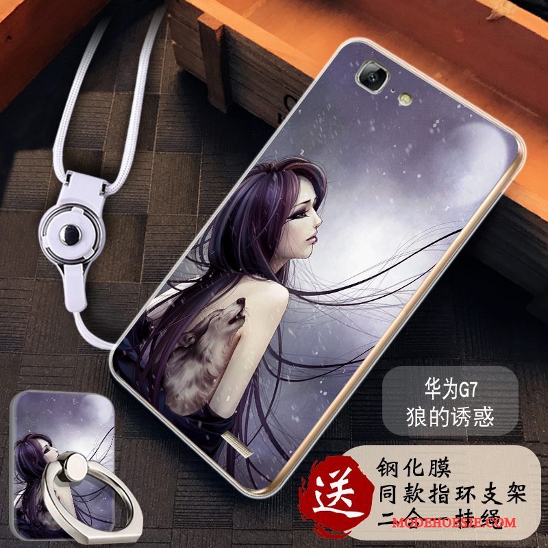 Hoesje Huawei Ascend G7 Zacht Rozetelefoon, Hoes Huawei Ascend G7 Bescherming Anti-fall