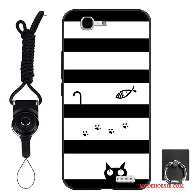 Hoesje Huawei Ascend G7 Zacht Telefoon Ring, Hoes Huawei Ascend G7 Bescherming Zwart Hanger