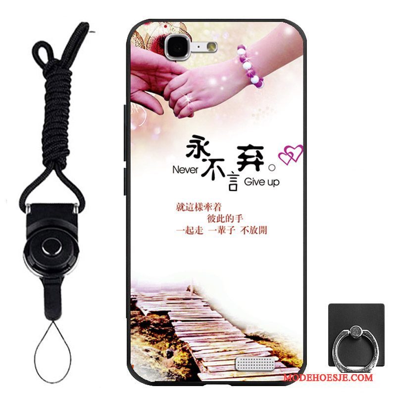 Hoesje Huawei Ascend G7 Zacht Telefoon Ring, Hoes Huawei Ascend G7 Bescherming Zwart Hanger