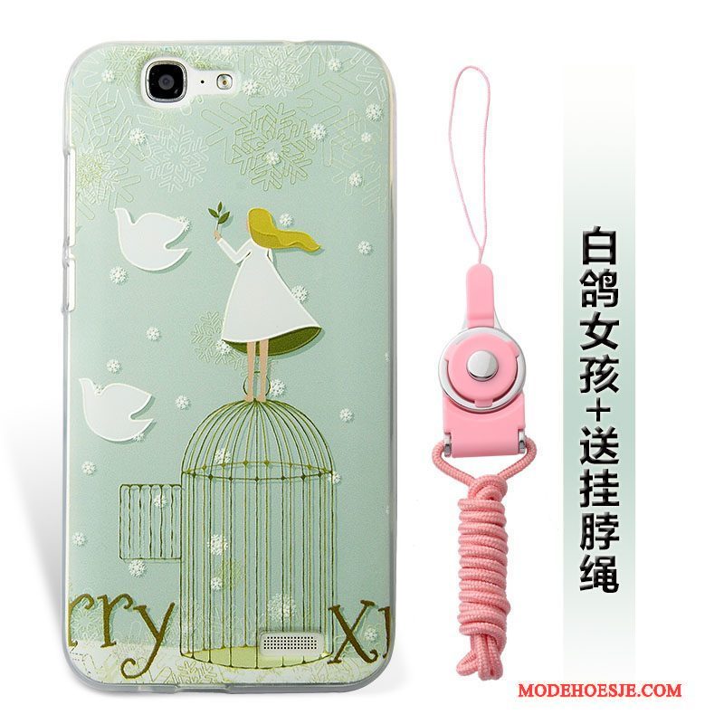 Hoesje Huawei Ascend G7 Zacht Zwart Hanger, Hoes Huawei Ascend G7 Siliconen Anti-falltelefoon