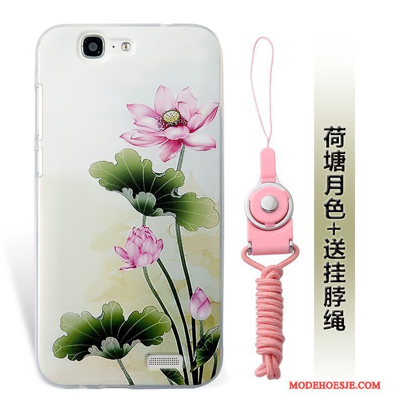 Hoesje Huawei Ascend G7 Zacht Zwart Hanger, Hoes Huawei Ascend G7 Siliconen Anti-falltelefoon